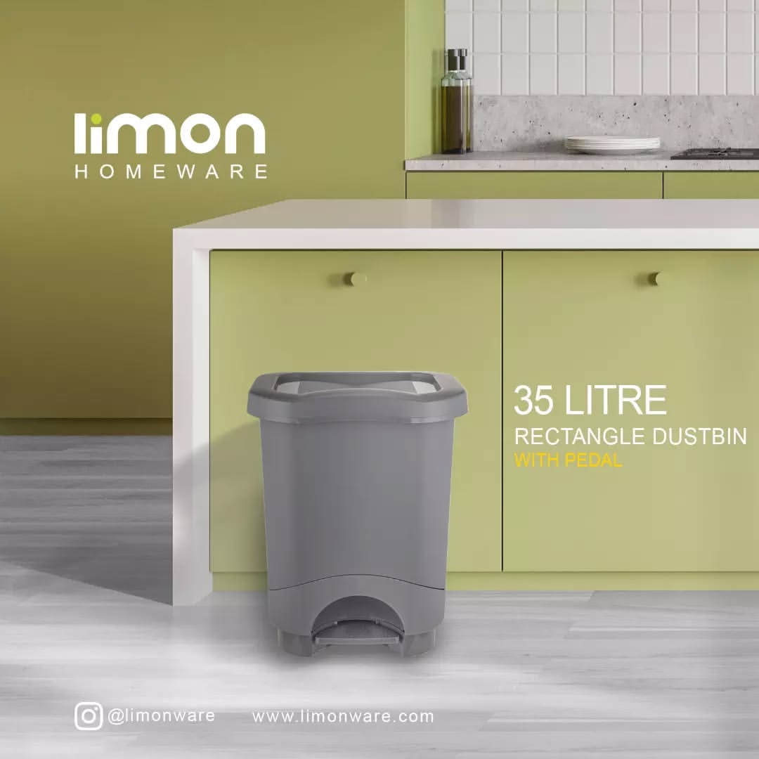 4243 سطل پدالی چهارگوش لیمون ۱۸ لیتری