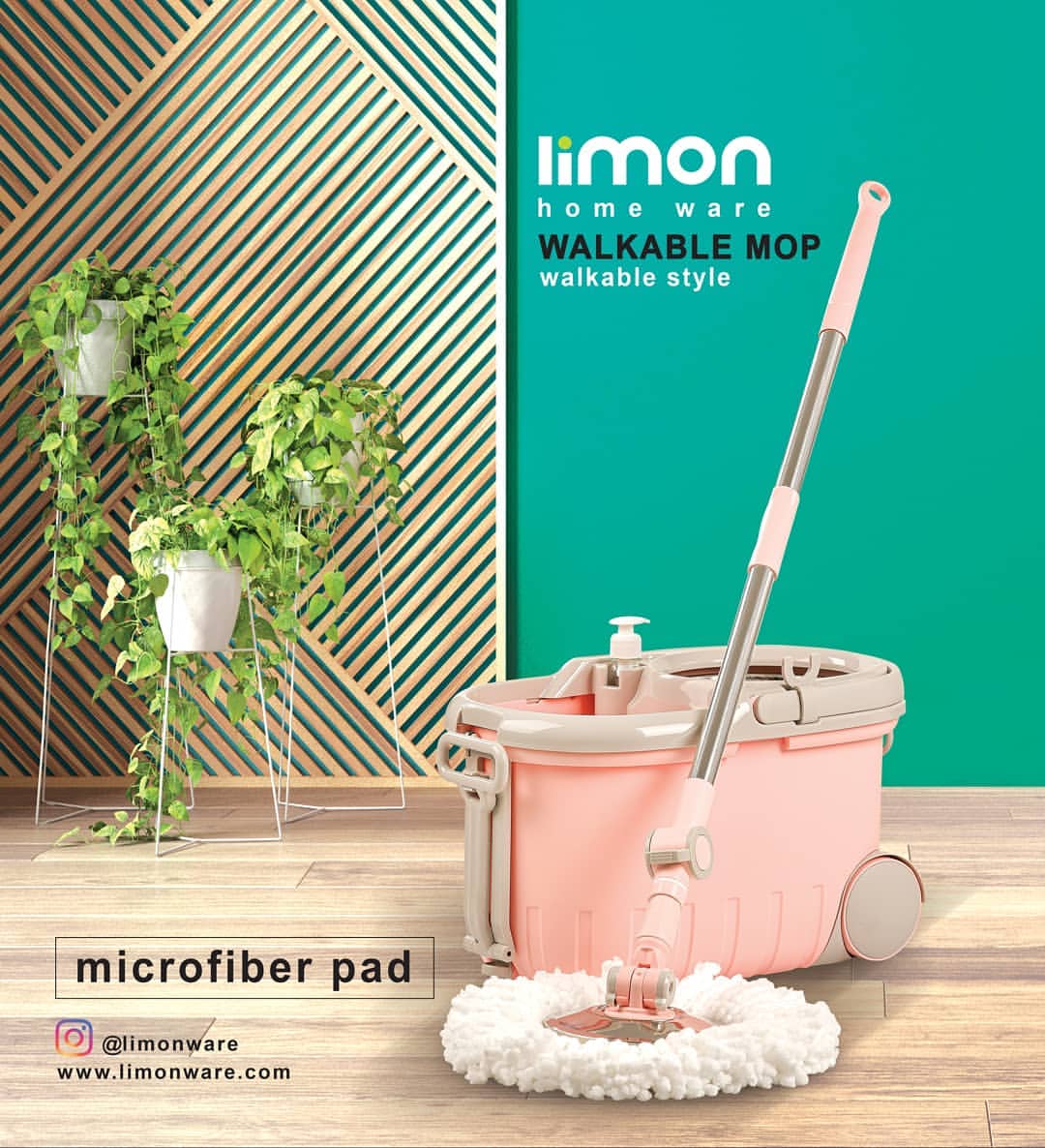 2021 سطل و زمین شوی بدون پدال استیل همراه با پد میکروفایبر